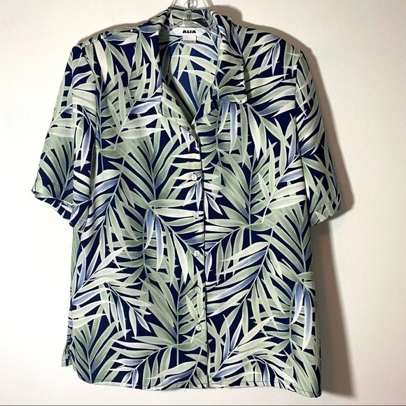Alia Tops - ALIA Vintage Floral Hawaiian Shirt Size 12